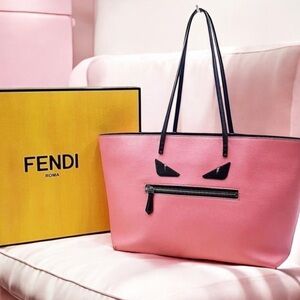 GUC AUTH Fendi Pink Vitello Elite Leather Monster Tote Bag COA, BOX & DUST BAG!